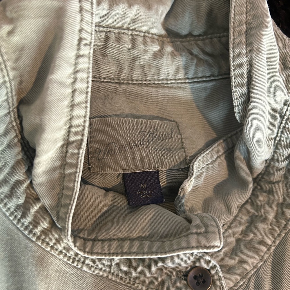 Universal Thread Olive Green Utility Button Up Sh… - image 3